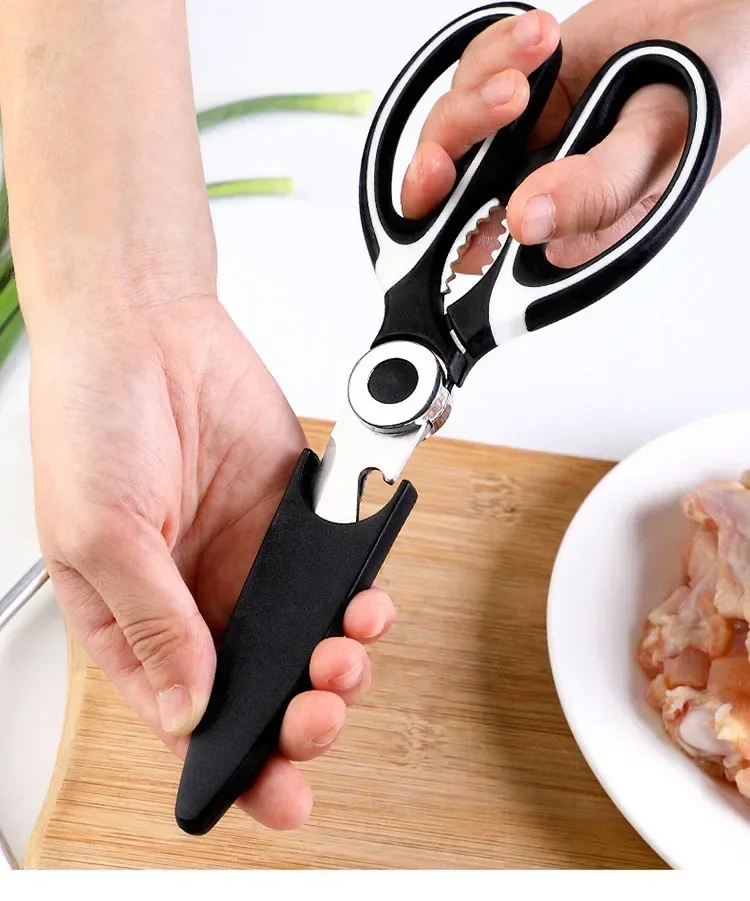 Tijeras de cocina multiusos de acero inoxidable, resistentes, aptas para lavavajillas, para cortar carne, aves de corral, pescado y botellas con apertura