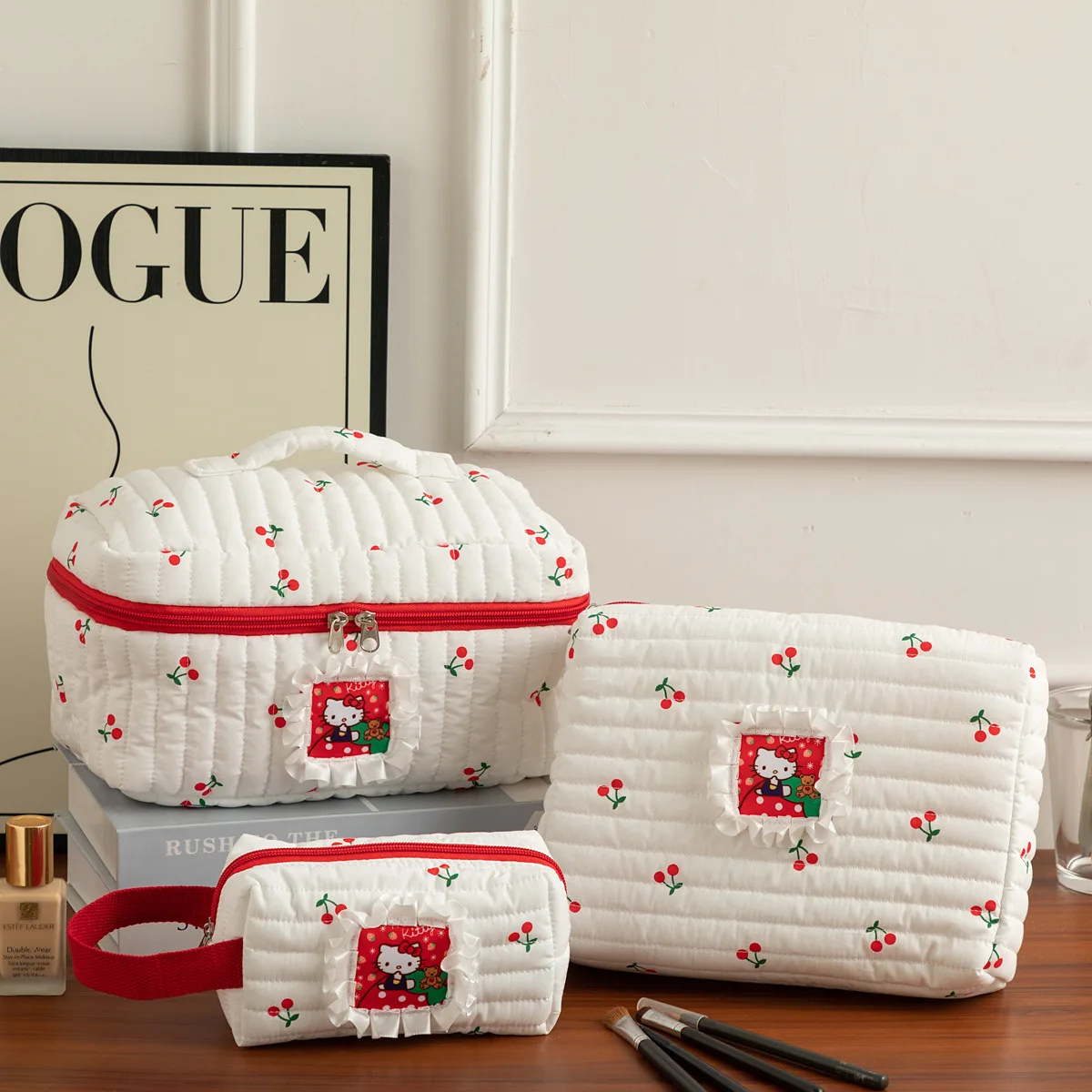 Lindo bolso de maquillaje de gato de gran capacidad, bolsa de almacenamiento de cosméticos, organizador de artículos de tocador de viaje para estudiantes