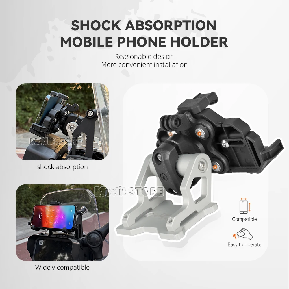 Para CFMOTO 450MT 450 MT 2024-motocicleta CNC aluminio GPS soporte de teléfono soporte de navegación nuevo soporte de extensión negro 12mm/22mm