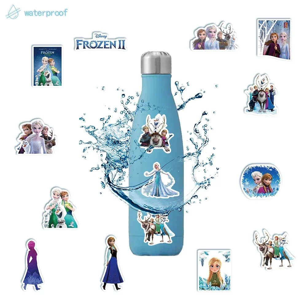 50pcs 디즈니 애니메이션 냉동 스티커 Kawaii 공주 Elsa 낙서 데칼 아이를위한 DIY 노트북 자전거 전화 자동차 미적 스티커 장난감