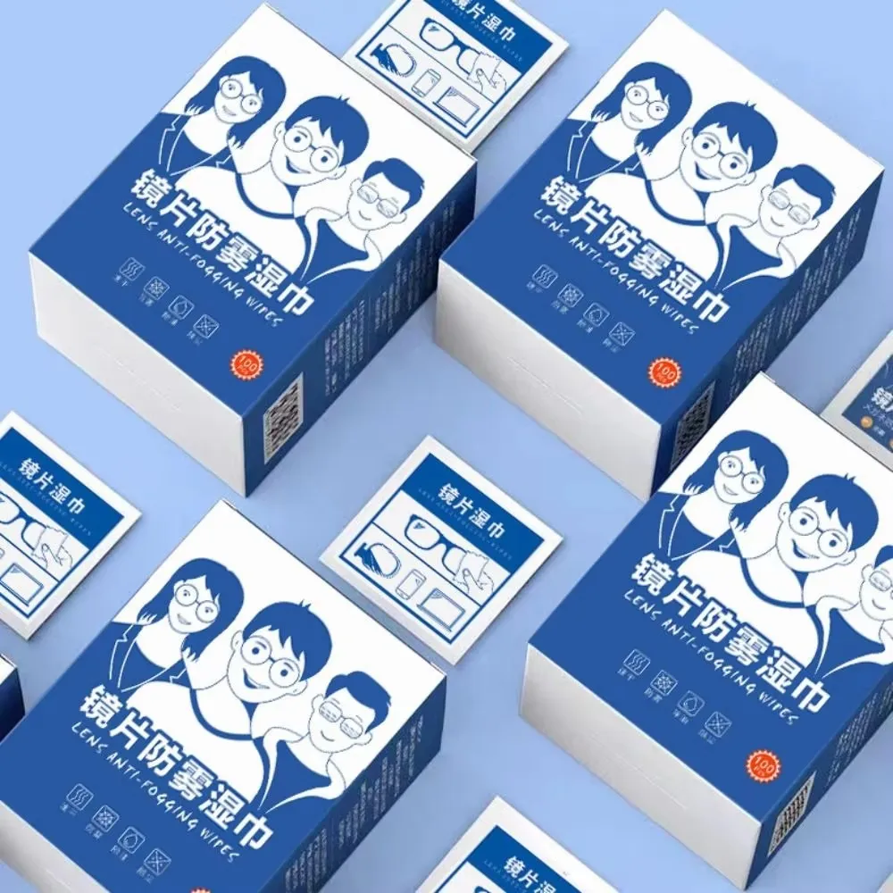 100PCS ทิ้งแผ่นทําความสะอาดแว่นตา Traceless Quick Drying Anti-FOG ผ้าเช็ดทําความสะอาดแว่นตากําจัดฝุ่นลบน้ํามัน