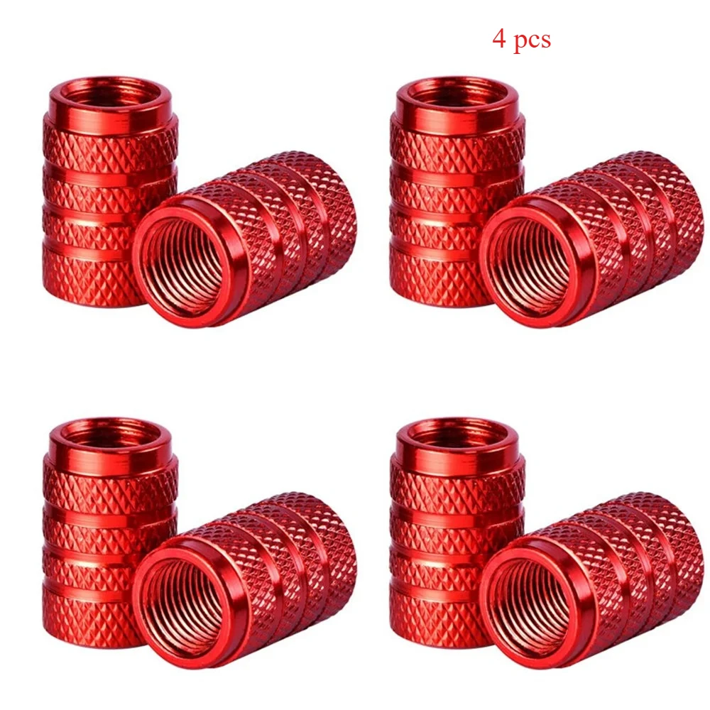 4 pezzi Tappi valvola pneumatici stile zigrinatura Tappi valvola aria stelo ruota auto in alluminio argento Tappo pressione pneumatici per bici da auto