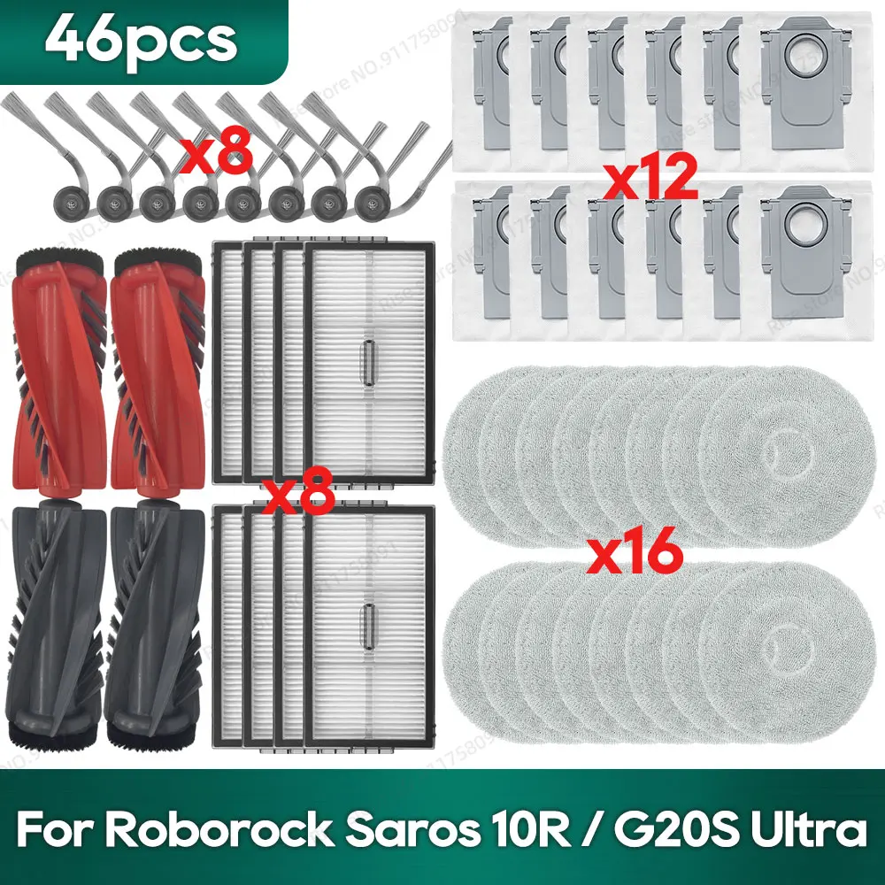Compatible con Roborock Saros 10R / G20S Ultra, accesorios, cepillo, filtro Hepa, paño de mopa, bolsa de polvo, repuestos