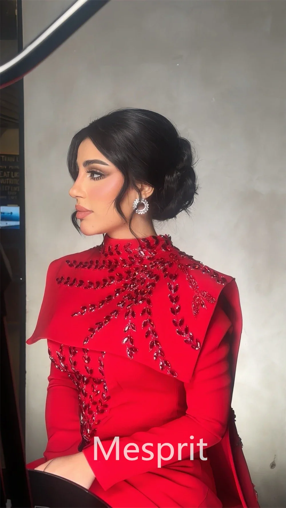 Customized Jiayigong  Jersey Beading Draped Clubbing A-line High Collar Bespoke Occasion Gown Long Dresses Saudi Arabia Classic 