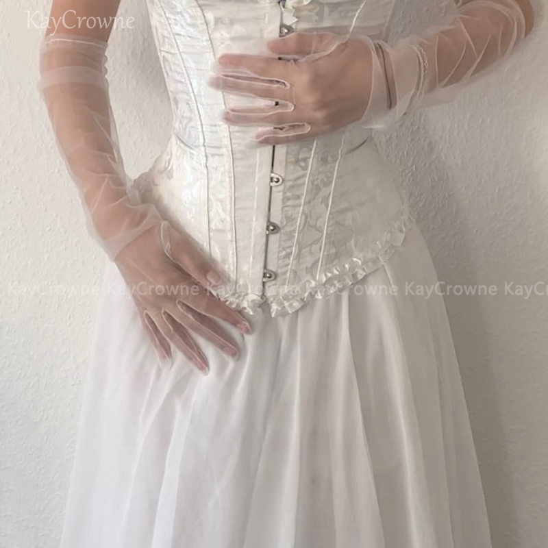 แฟชั่นเซ็กซี่ถุงมือผู้หญิงโปร่งใส Sheer Tulle ตาข่ายบางงานแต่งงานขับรถ Club Party Prom เต้นรําชุดมารยาทถุงมือยาว