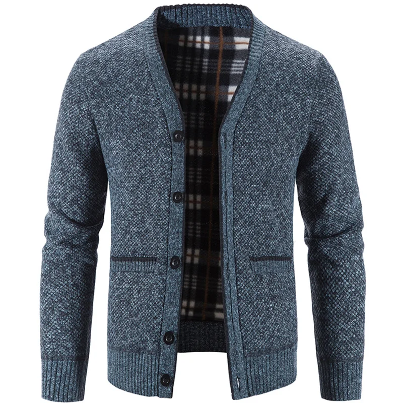 Männer Strickjacke Herbst Winter Pullover Mantel Mann Kleidung Braun Blau Luxus Marke Taste Fleece Gefüttert Männliche Stricken Jacken