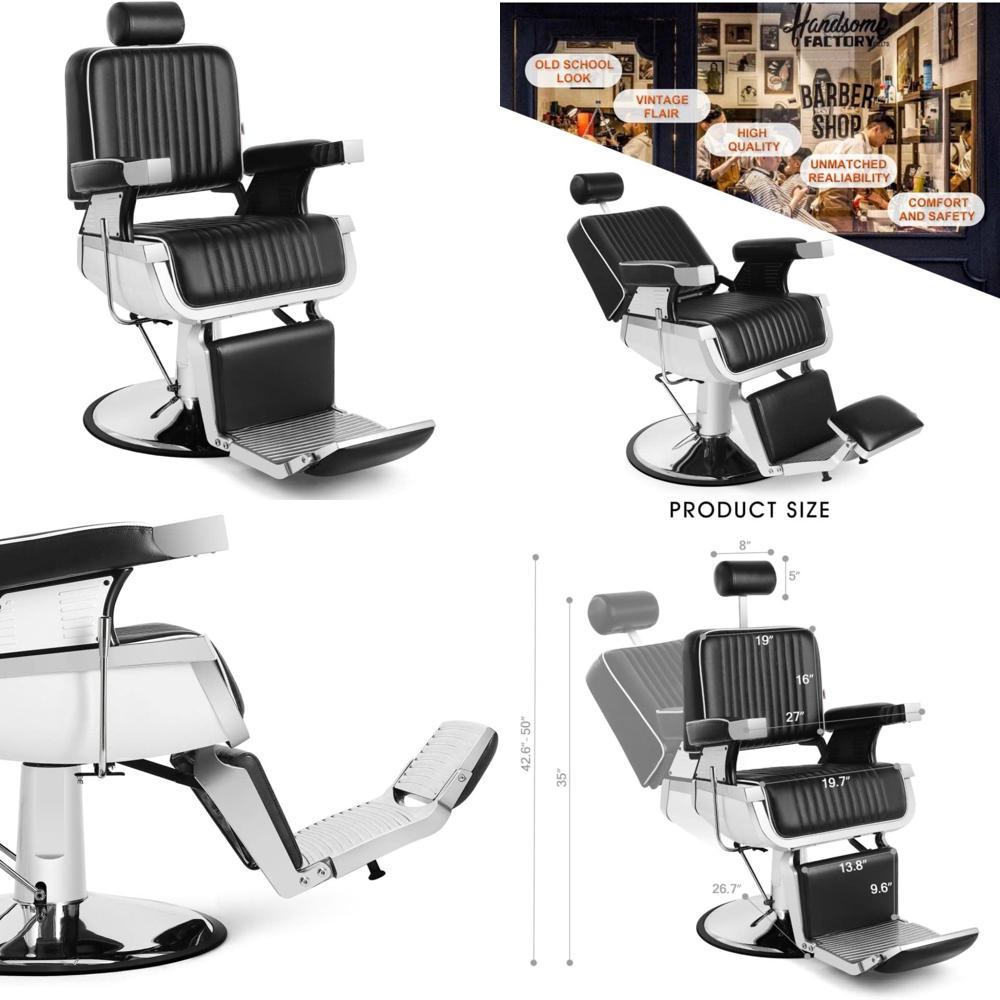 Hydraulic Reclining Barber Chairs for Salons and Hair Stylists, Ideal for Barbershops and Tattoo Studios