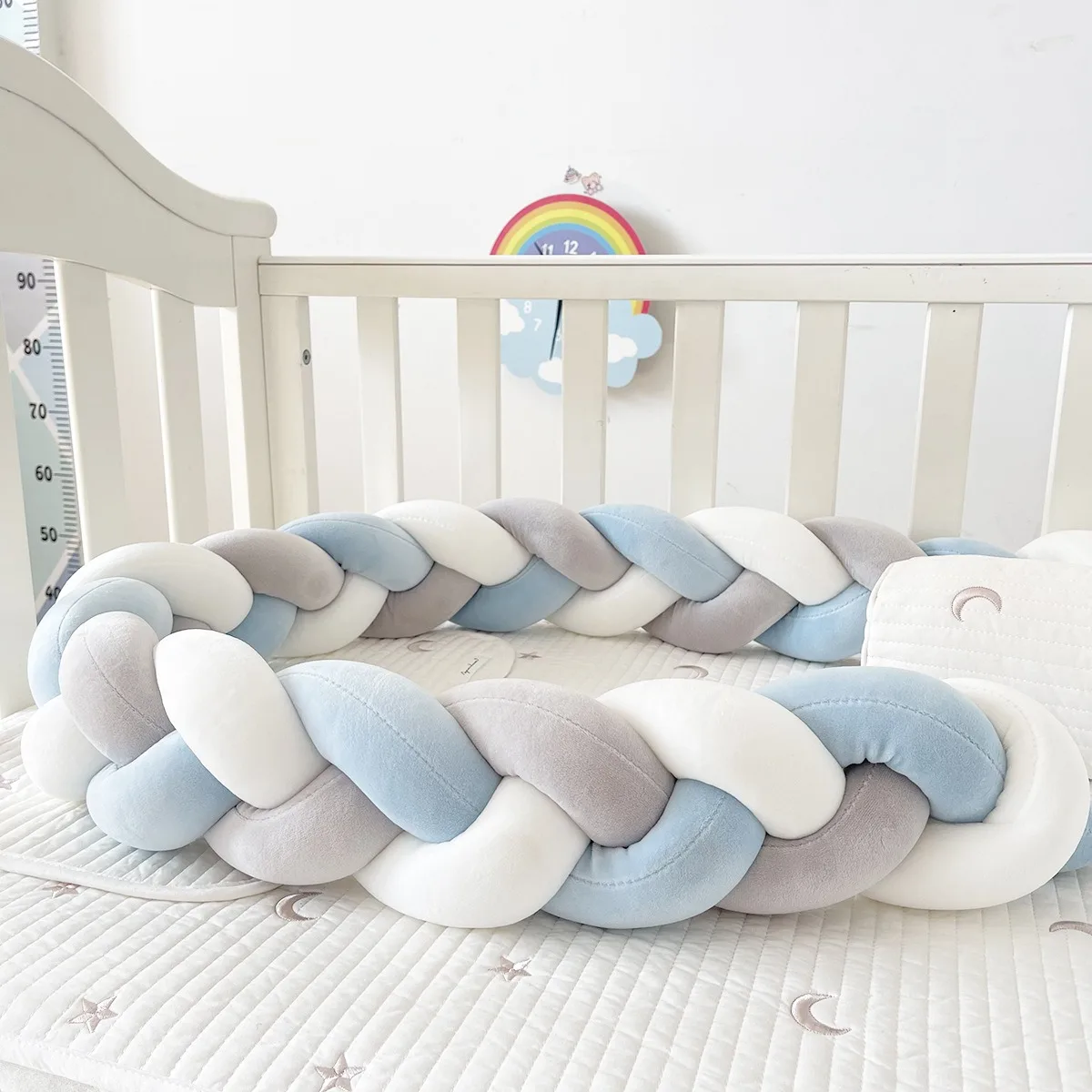 Protector de parachoques para cuna de bebé de 1M/2M/3M/4M, cojín con nudo trenzado para cama, parques para niños pequeños, parachoques para cama de bebé en cuna para recién nacido