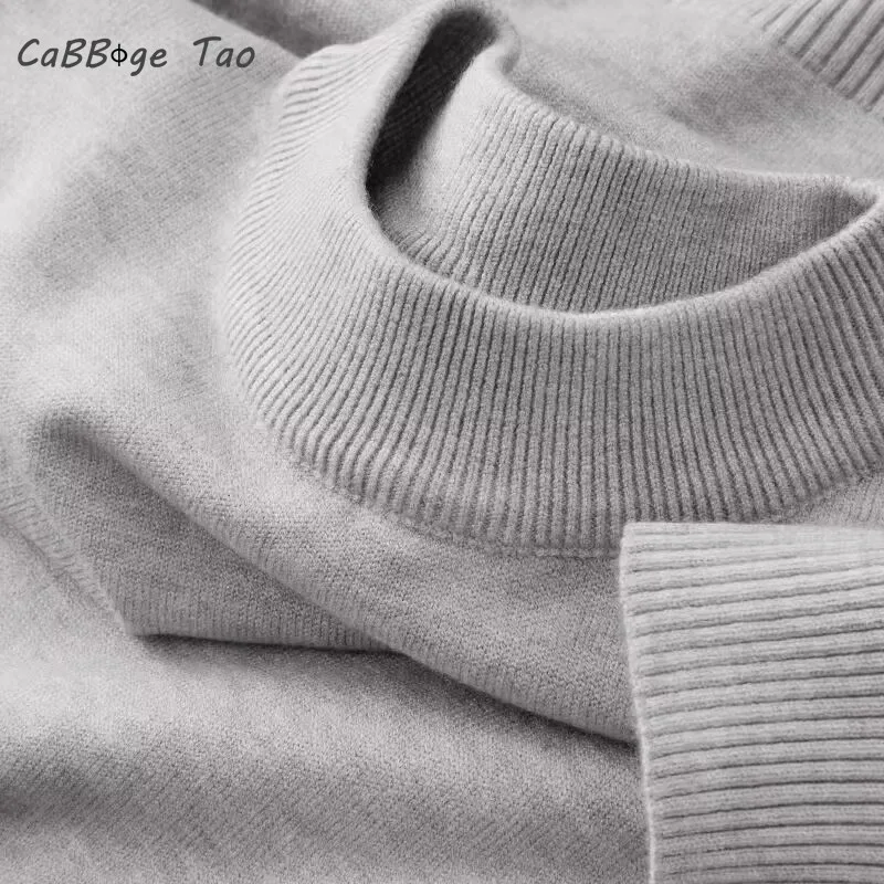 Outono novo masculino casual mock gola alta camisola de manga comprida pulôver quente básico leve roupas de rua jaqueta de malha topo