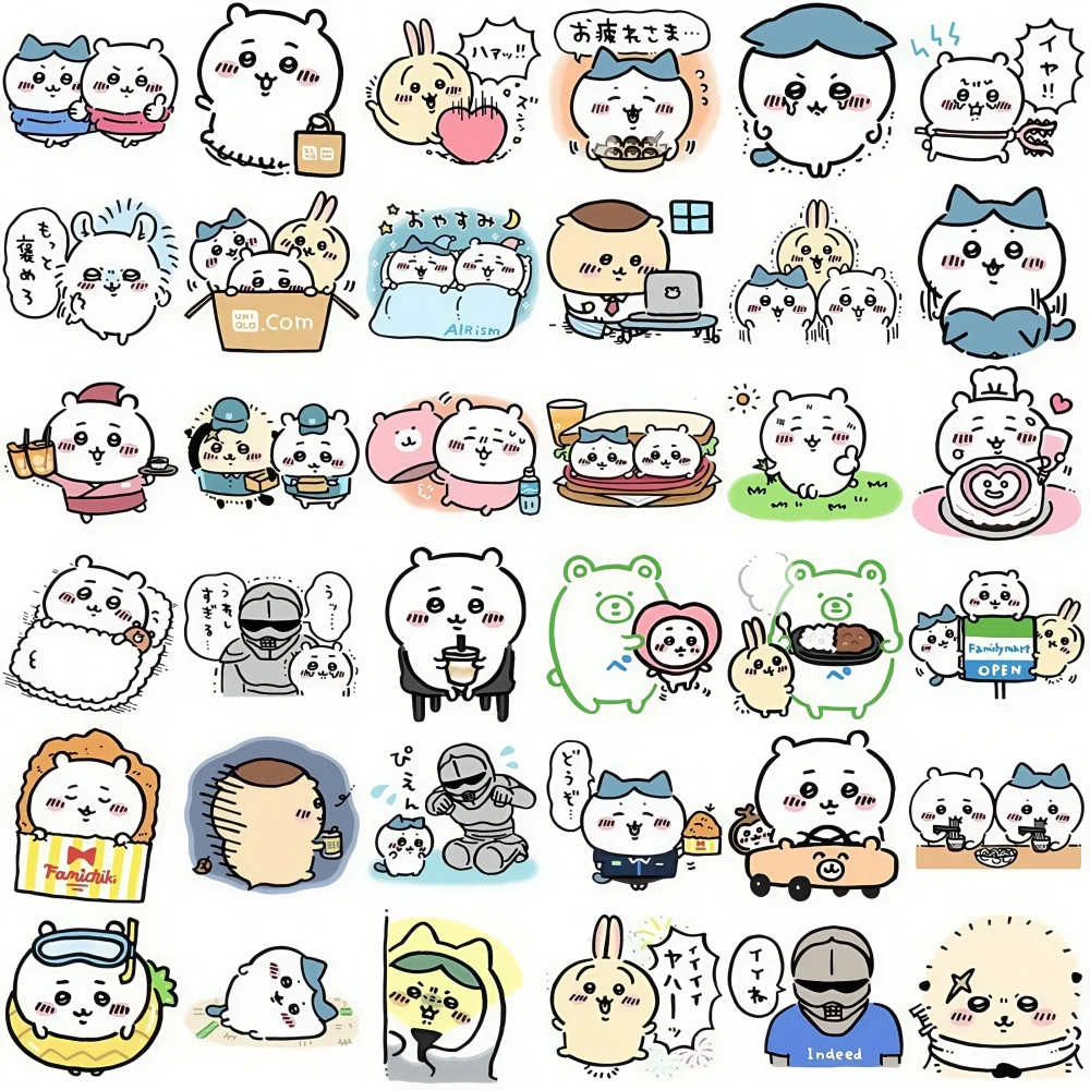 60/100pcs อะนิเมะ Chikawa ตลกสติกเกอร์ตกแต่งน่ารัก Hachiware Usagi DIY กระเป๋าโทรศัพท์แล็ปท็อป Graffiti สติกเกอร์ของเล่นเด็ก