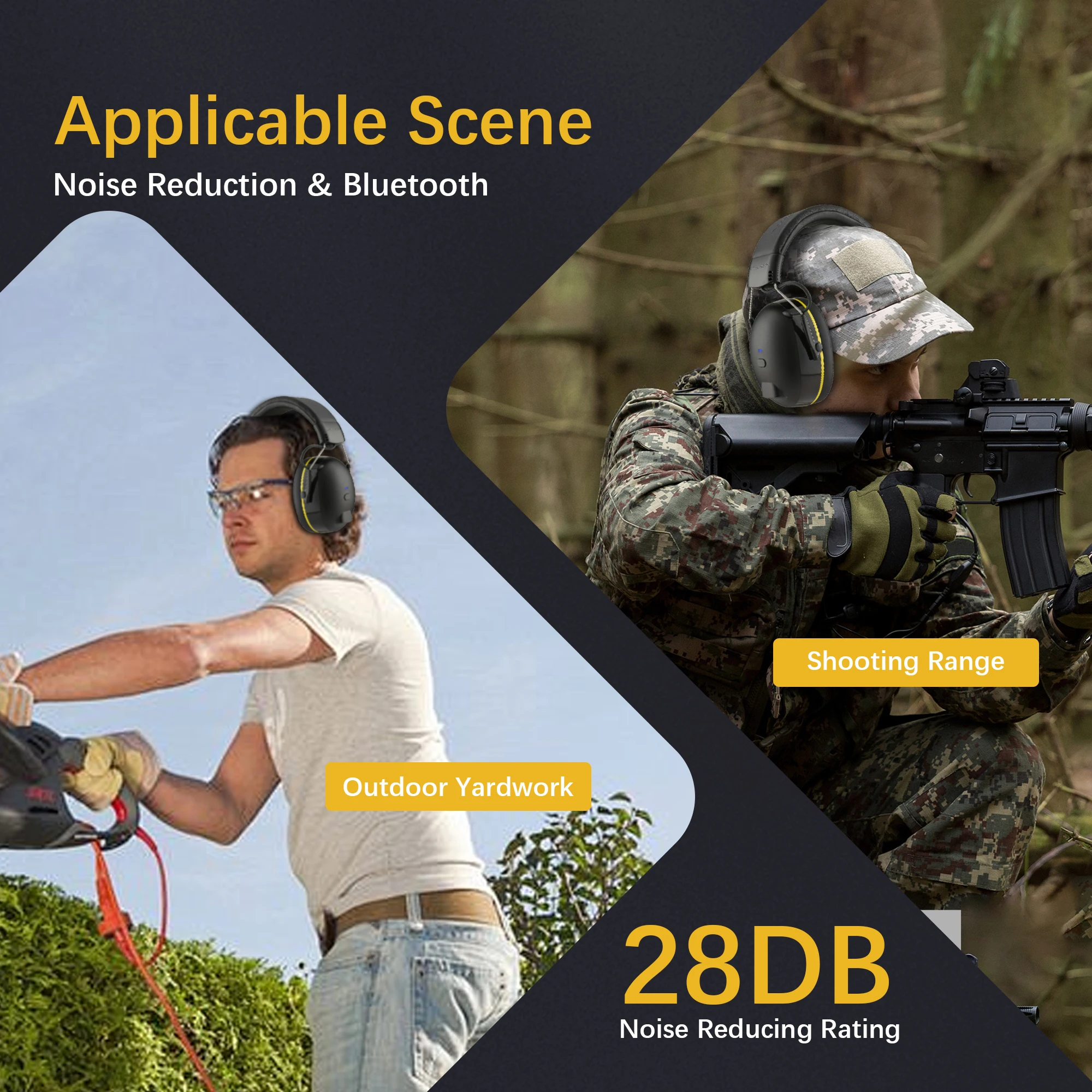 Protetor auditivo para tiro, protetor auditivo com tecnologia Bluetooth 28dB NRR, proteção auditiva para corte, lojas de trabalho de construção