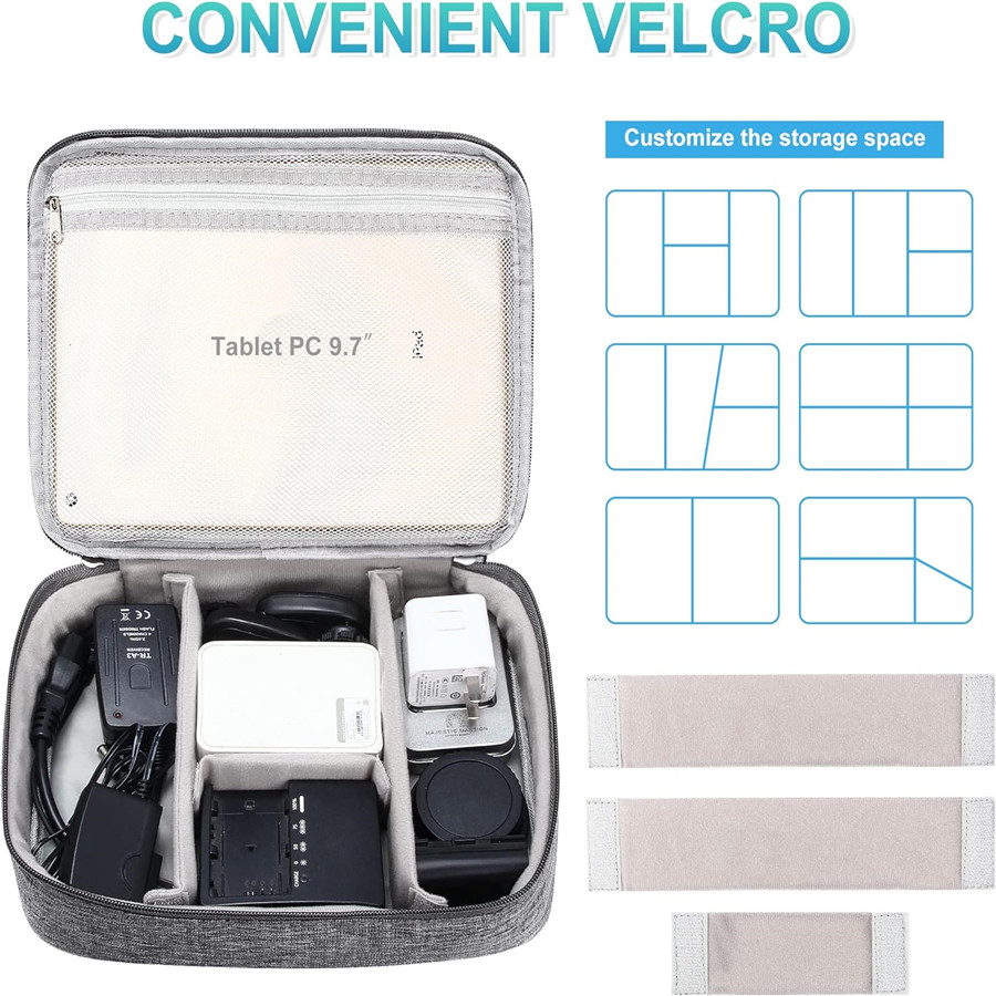 Portable Electronics Organizer Bag Zipper Case for Data Cables Charger Hard Drive