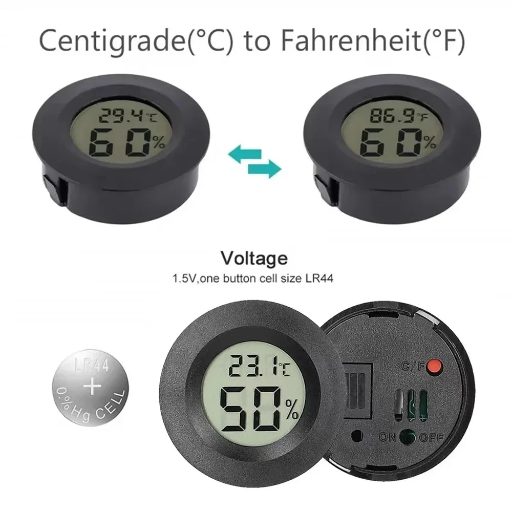 Mini igrometro elettronico circolare per temperatura Display elettronico a LED Termometro per uso domestico per interni Igrometro esterno portatile