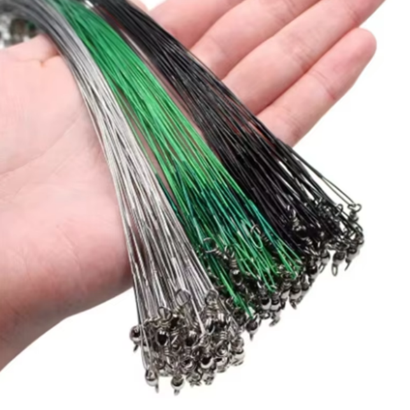 물림 방지 스틸 낚싯줄 스틸 와이어 리더 스위블 포함 낚시 액세서리 리드 코어 리쉬 낚싯줄 15cm 20cm 30cm