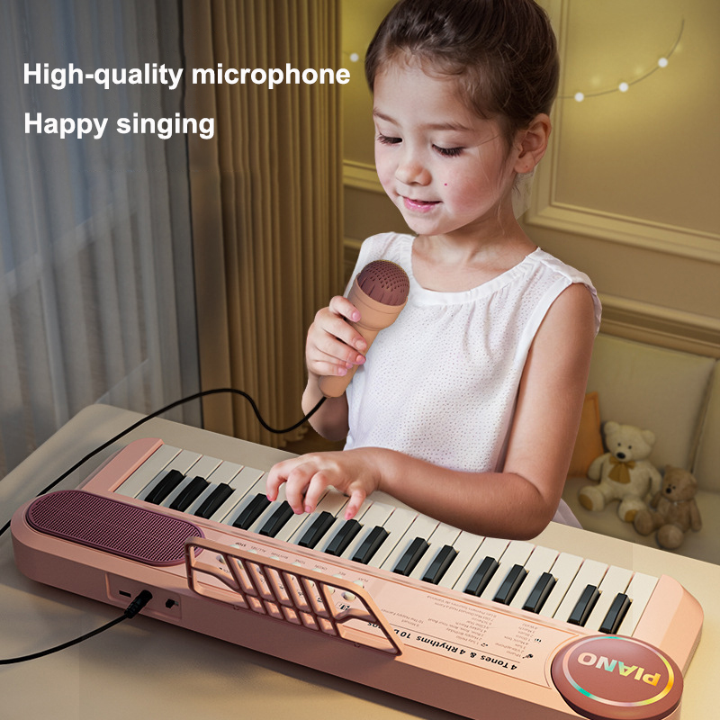 Children's Piano Keyboard 37 Keys Multifunctional Electronic Piano with Microphone Children's Early Education Educational Toys