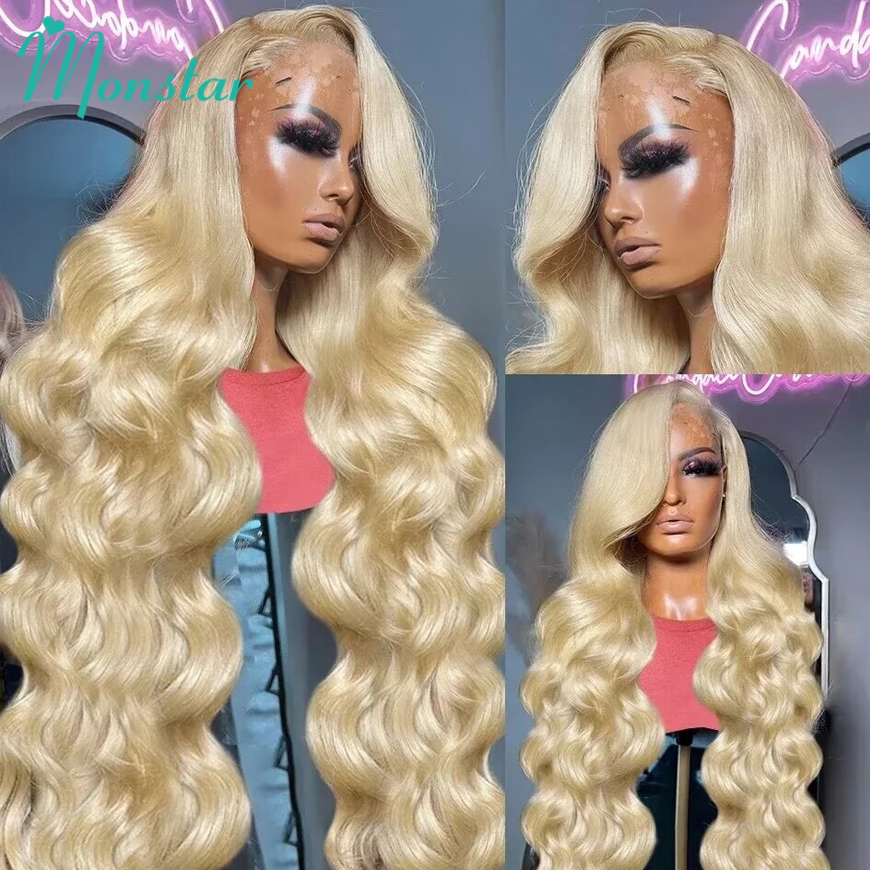 女性用ボディウェーブレースウィッグ,ブロンド,ナチュラルヘア,フルHD 360,613, 13x4,13x6,5x5,接着剤なし