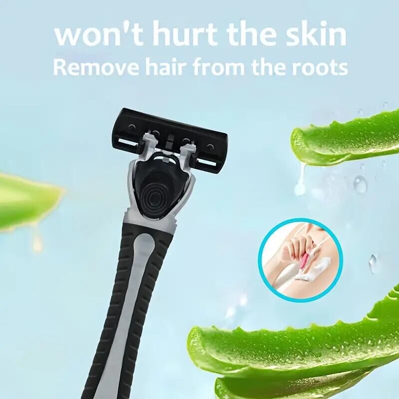 Mango de Metal Manual profesional cuidado facial barba hoja de 3 capas laberinto de seguridad y soporte para maquinilla de afeitar Base de afeitadora para hombre