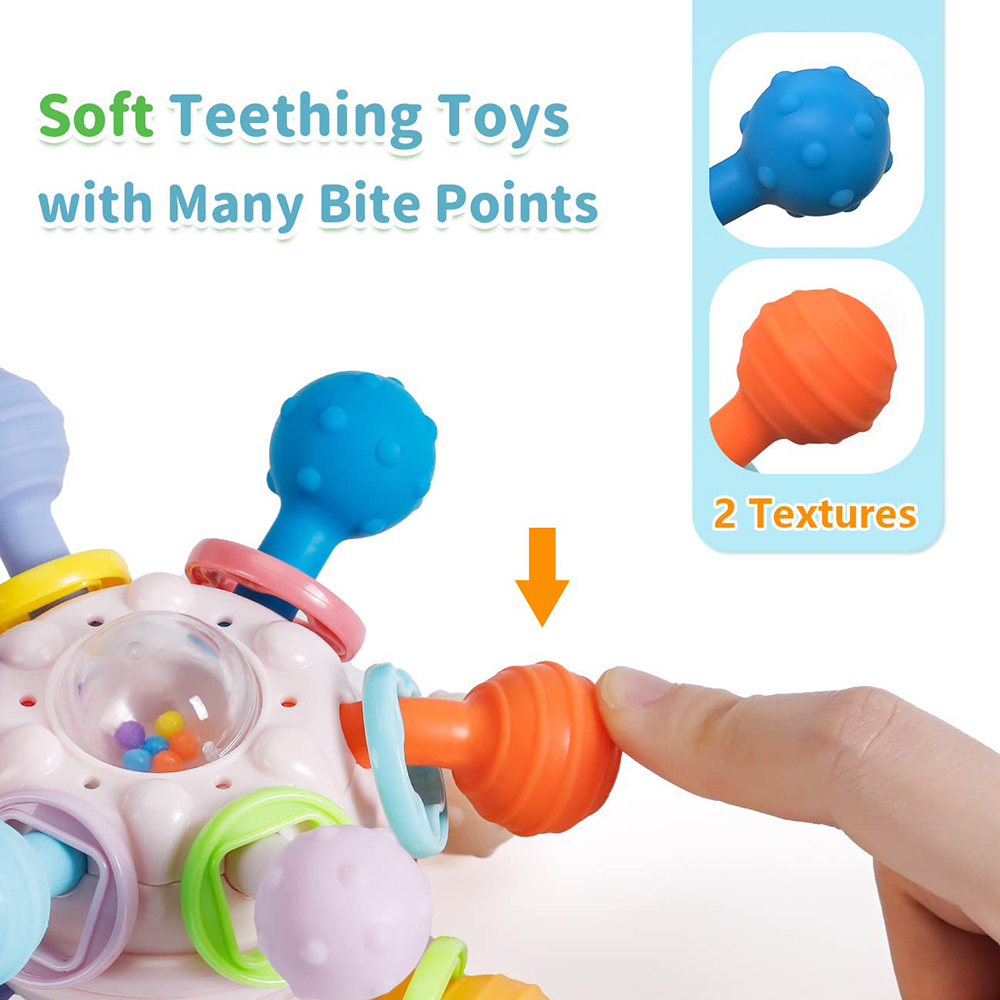 ของเล่นเด็ก 0 12 เดือนหมุน Rattle Ball Grasping กิจกรรมของเล่นพัฒนาเด็กซิลิโคน Teether Sensory ของเล่นสําหรับทารกของขวัญ