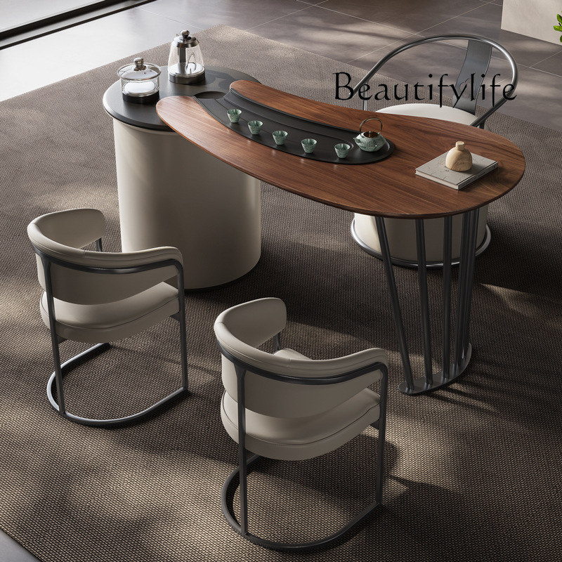 Italian medieval style solid wood tea table and chair simple household tea coffee table