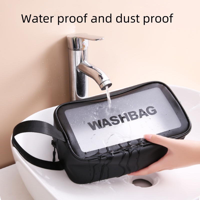 Bolsa impermeable portátil para cosméticos, bolsos de almacenamiento de maquillaje a prueba de polvo de gran capacidad, bolsas de viaje transparentes de moda de PVC