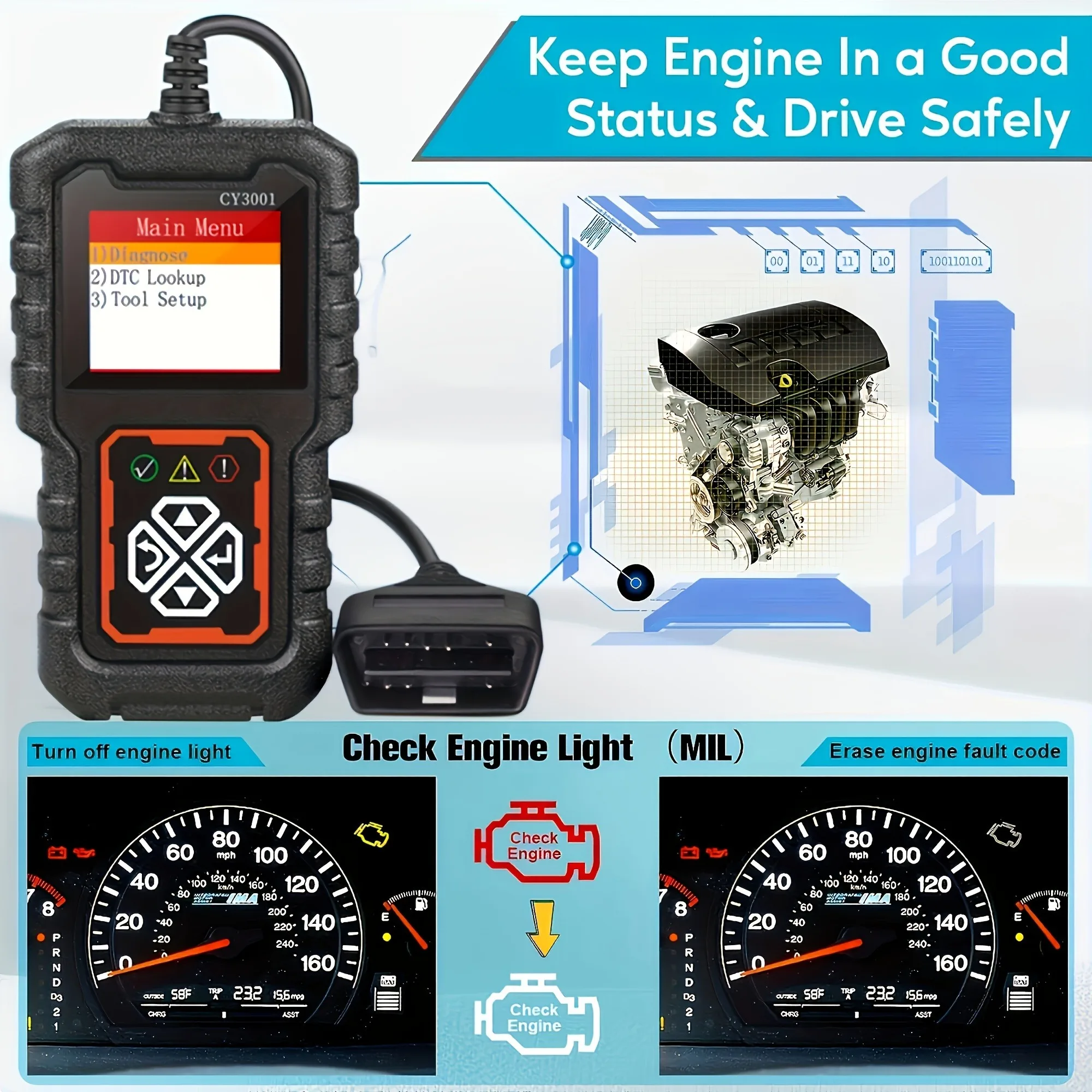 2024 เครื่องสแกนเนอร์OBDIIเครื่องมือวินิจฉัยรถยนต์ 3001 OBD2 เครื่องสแกนเนอร์,เครื่องยนต์รหัสFault Readerโหมดสามารถเครื่องมือสแกนวินิจฉัยสําหรับObd2 Scanne