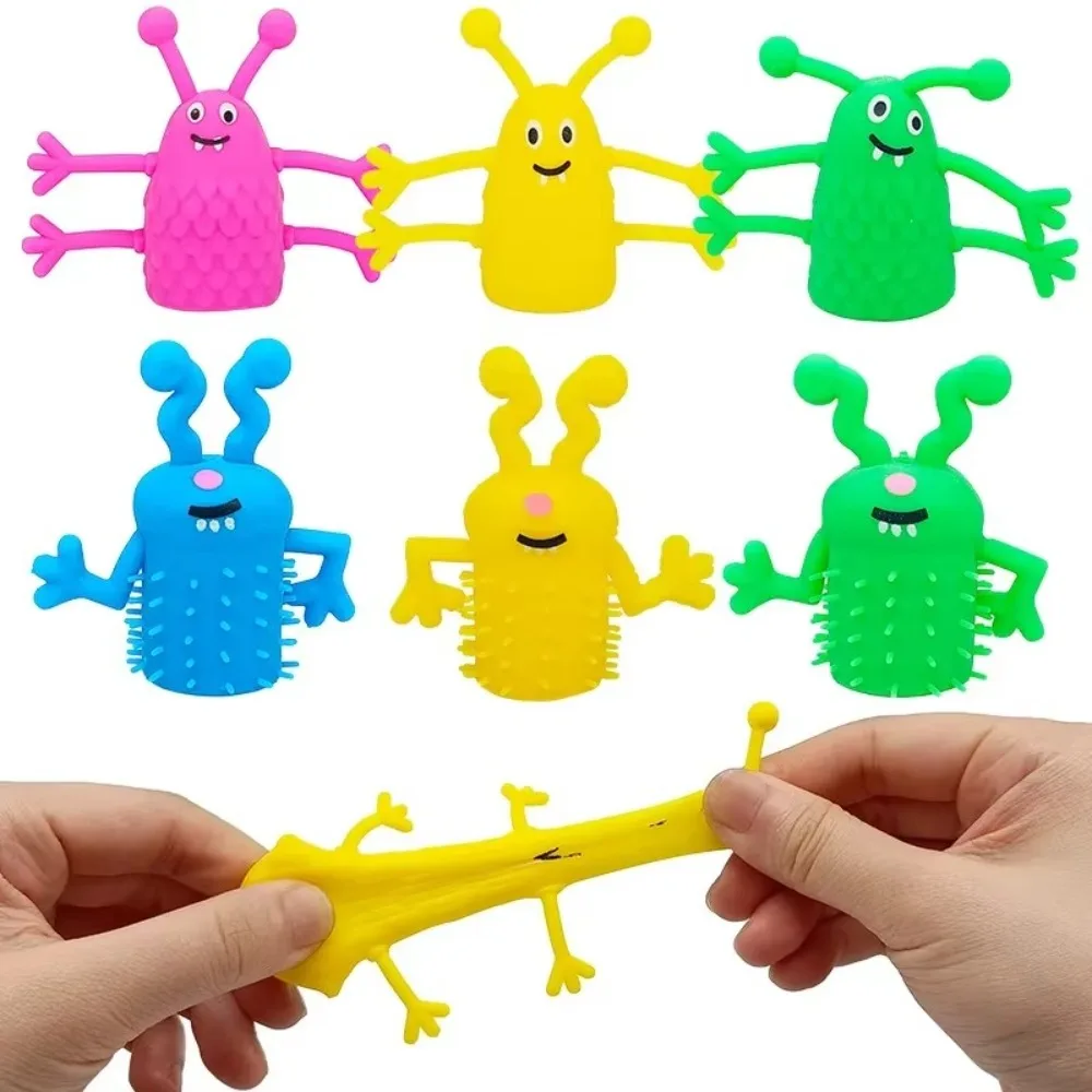 10pcs Funny Soft Rubber Finger Topper Toy Soothing Doll Stretchy Finger Puppet Mini Cartoon Dinosaur Fidget Toy