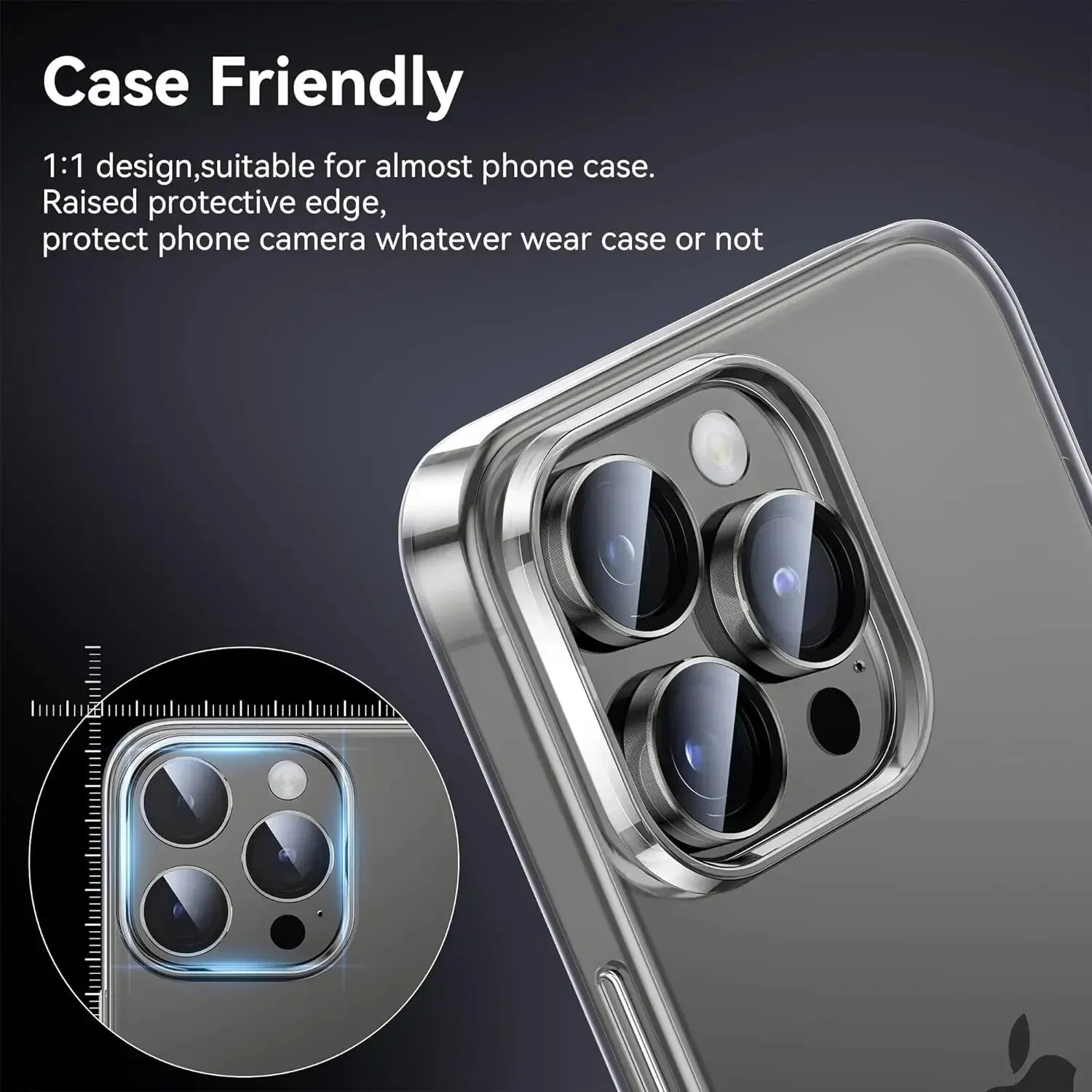 3-2 ชิ้นแหวนโลหะกล้องเลนส์ป้องกันสำหรับ iPhone 12/13/14/15 โปรแม็กซ์ 13 มินิ 15 โปรแม็กซ์ -เลนส์กระจกป้องกัน