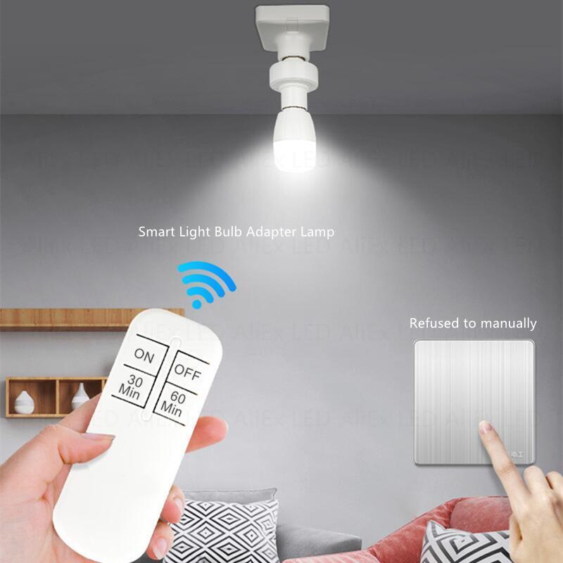 RF 433 MHz Smart Fernbedienung Licht Schalter E27 LED Lampe Drahtlose Timer Lampe Basis Buchse Ein/Aus 30 M Reichweite Für Decke Kronleuchter