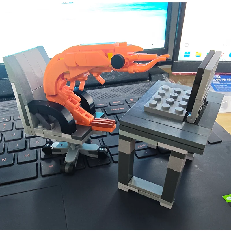 Figuras de modelos de camarones de bloques de construcción MOC, ensamblaje de rompecabezas, mezcla al azar para niños y niñas, parodies creativos de celebridades de Internet