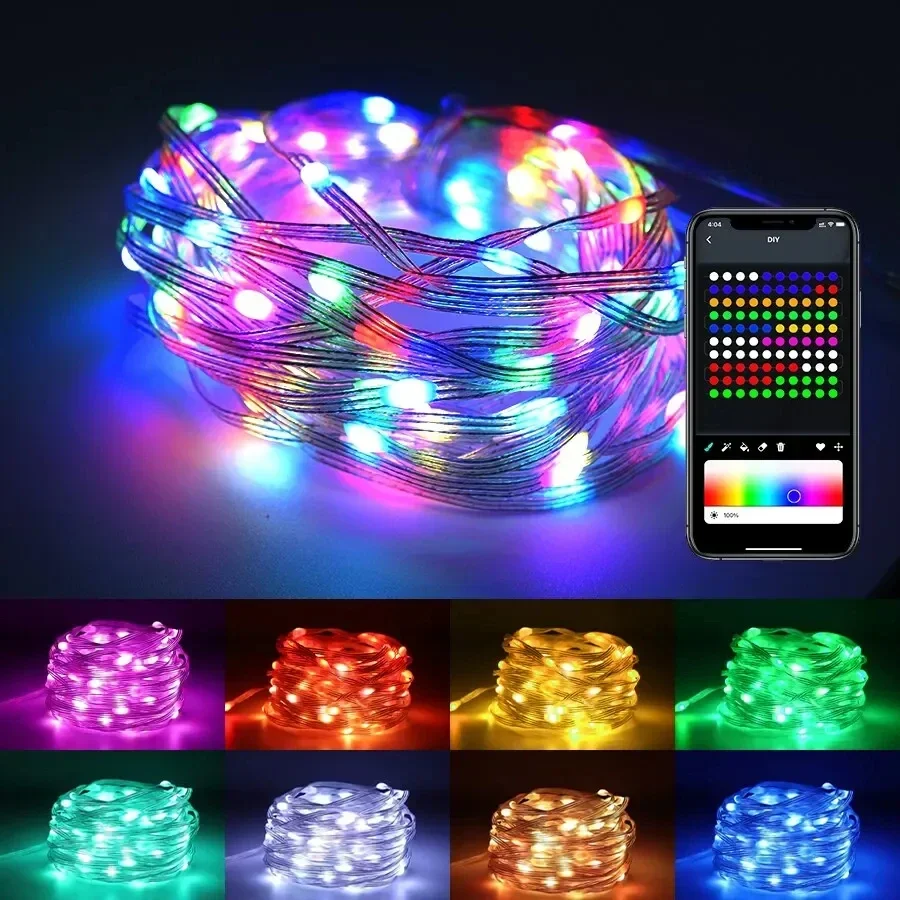 5 m/10 m LED-Lichterkette, Lichterkette, USB, Bluetooth, RGB-Licht für Vorschlag, Hochzeit, Hintergrund, Zuhause, Weihnachten, Party, Hochzeit, Dekoration