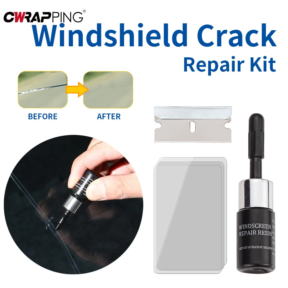 เครื่องมือซ่อมกระจกรถยนต์ Glass Cracked Scratch Repair Fluid Agent ชุดกระจกรถยนต์สําหรับ Window Auto Repairing กาวเครื่องมือ