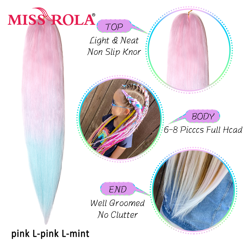 Miss Rola สังเคราะห์ขายส่ง 5 ชิ้น 24 นิ้ว 100g ยืดจัมโบ้ Braiding Hair Kanekalon สีชมพู Twist Braid Hair Extension