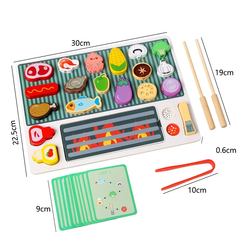 ไม้บาร์บีคิวชุดของเล่น Pretend เล่นของเล่นอาหารเกมจับคู่เด็กบทบาทเล่นเกม Fine มอเตอร์ของเล่นสําหรับชายหญิง