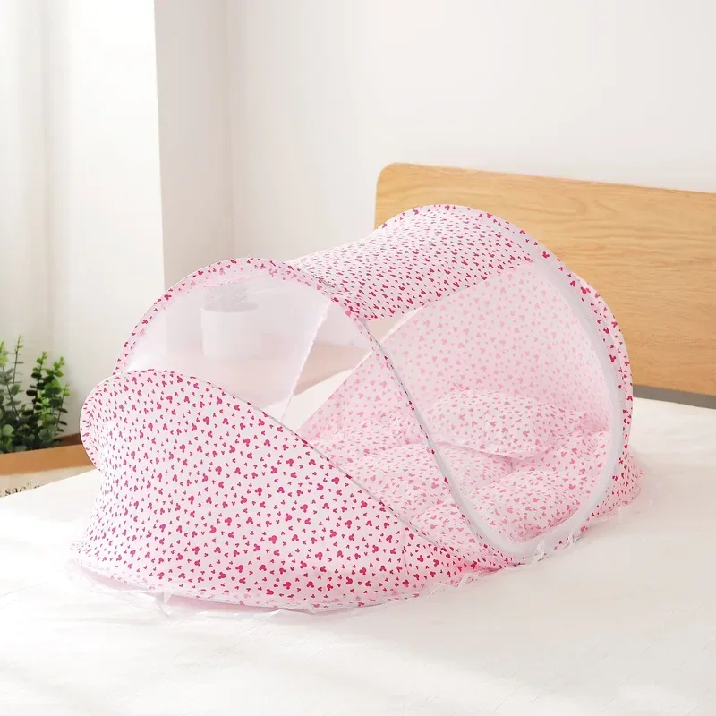 Juego de cama plegable para el cuidado de los recién nacidos, cuna portátil transpirable con mosquitera, cesta de almohada, cuna de algodón para dormir, cama nido para bebé, nuevo