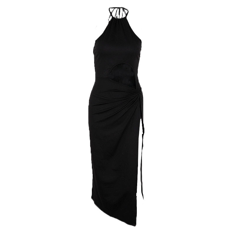 WhereMery Mode Prom Party Solide Langes Kleid Elegante Taille Aushöhlen Hohe Split Kleider Sommer Backless Lace Up Frau Kleidung
