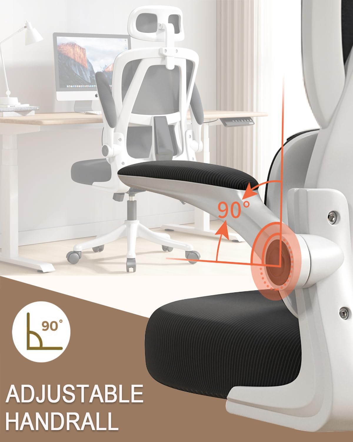 Home Office Chair Work Swivel Chairs with Wheels, Breathable Mesh Back Gaming Chair Adjustable Headrest