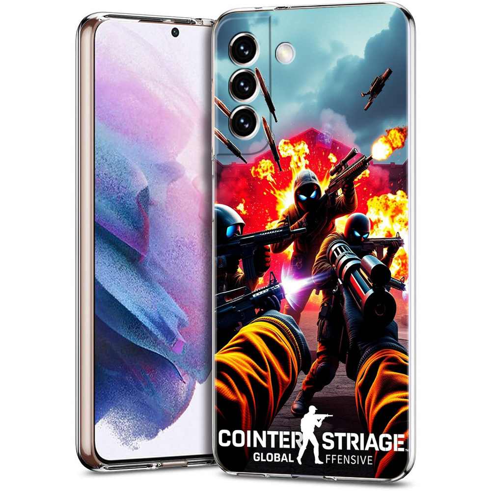 Casing Ponsel Transparan untuk Samsung Galaxy S25,S24,S23,S22,S20,S21,FE,Ultra,S10,S10E,S9,Plus Game Counter Strike CS GO Lembut