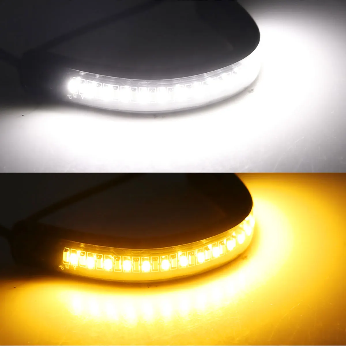 2 個 12V LED オートバイターンシグナルライト & DRL リングフォークストリップランプ点滅ウインカーアンバーホワイトモトフラッシャーオートアクセサリー