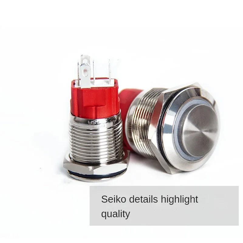 12, 16, 19, 22 mm piccolo interruttore a pulsante in metallo da reset anello autobloccante alimentatore lampada impermeabile