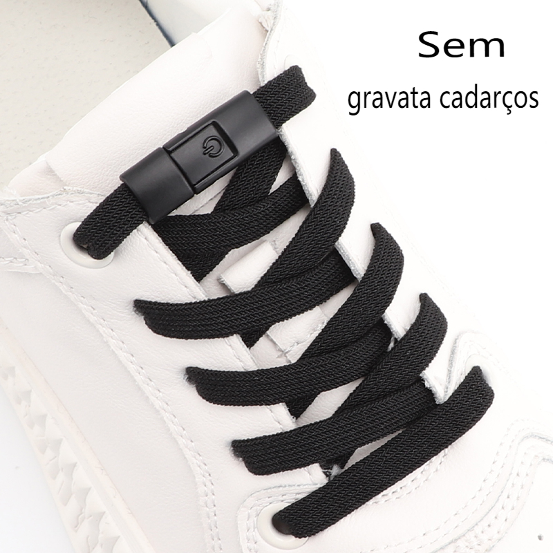 Cadarços de bloqueio de imprensa sem laços bloqueio colorido cadarços elásticos tênis crianças adulto apartamentos sem laço cadarços de sapato para acessórios de sapatos