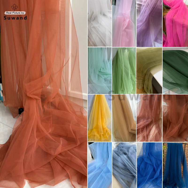 Bruine Olijf Zachte Tule Stof Bruiloft Decoratie Gordijn Kleding Naaien Gaas Indeling Stoel Achterkant Garen DIY Tutu Materiaal