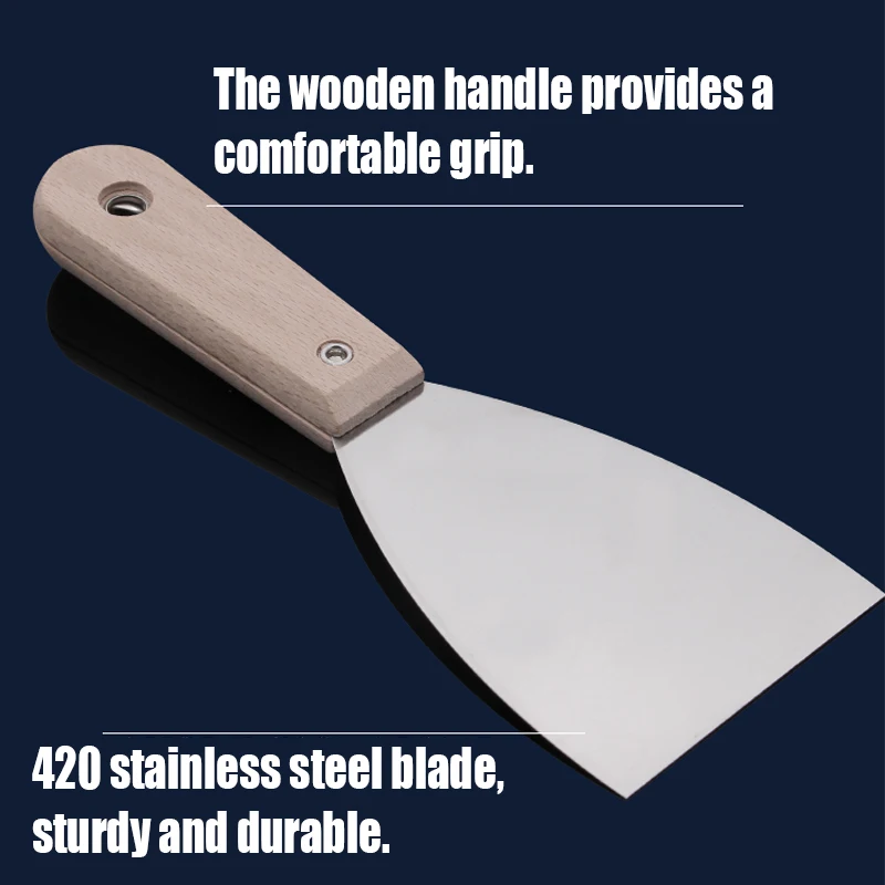 1PCS 1-6 นิ้วสแตนเลส Putty Knife ไม้/พลาสติก Handle Scraper สีมีดตกแต่ง Scraper สีเครื่องมือ