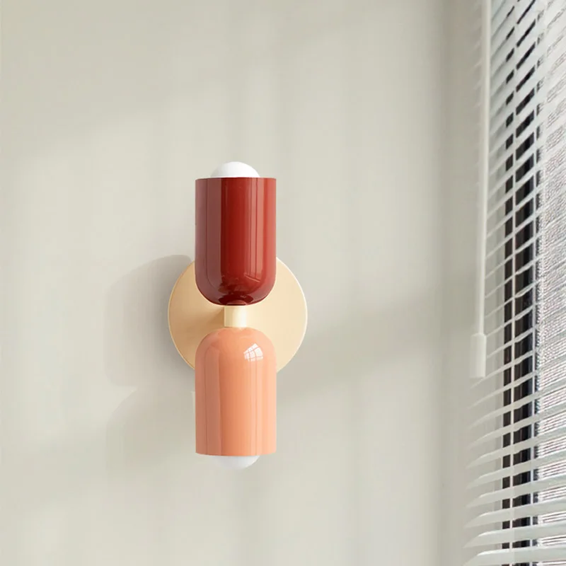 Nordic conduziu a lâmpada de parede em creme estilo macaron lâmpada de duas cabeças para o quarto cabeceira das crianças corredor estudo porta pátio