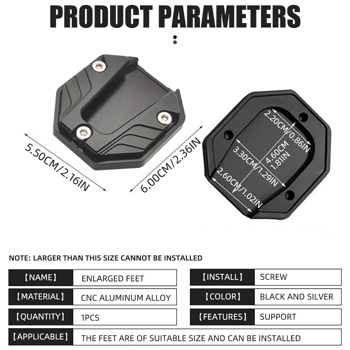 Extensor Universal de soporte para motocicleta y patinete, soporte lateral para pie, placa de soporte antideslizante, Base agrandada