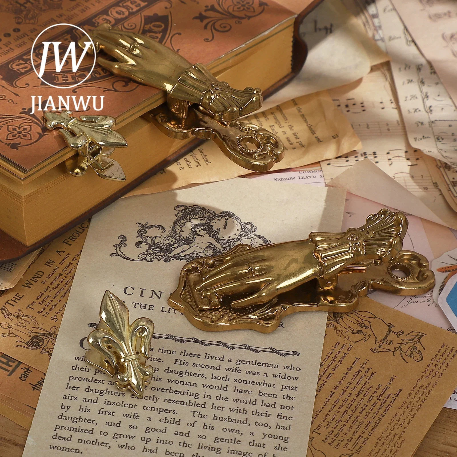 JIANWU 빈티지 레이디의 손 합금 클립 빌 클립 오래된 여행 노트 클립 크리 에이 티브 DIY 저널 도구 학생 용품 편지지
