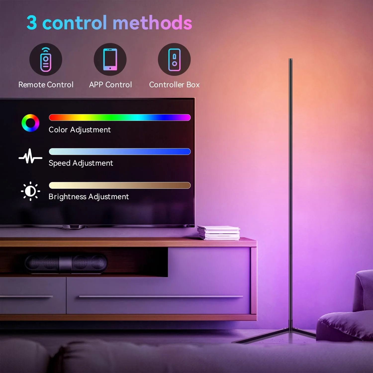 Lampada da terra a LED 2PC/1PC, lampada angolare RGB da 160CM/63IN Funziona con APP/telecomando, luce angolare intelligente con 16 milioni di colori fai-da-te,