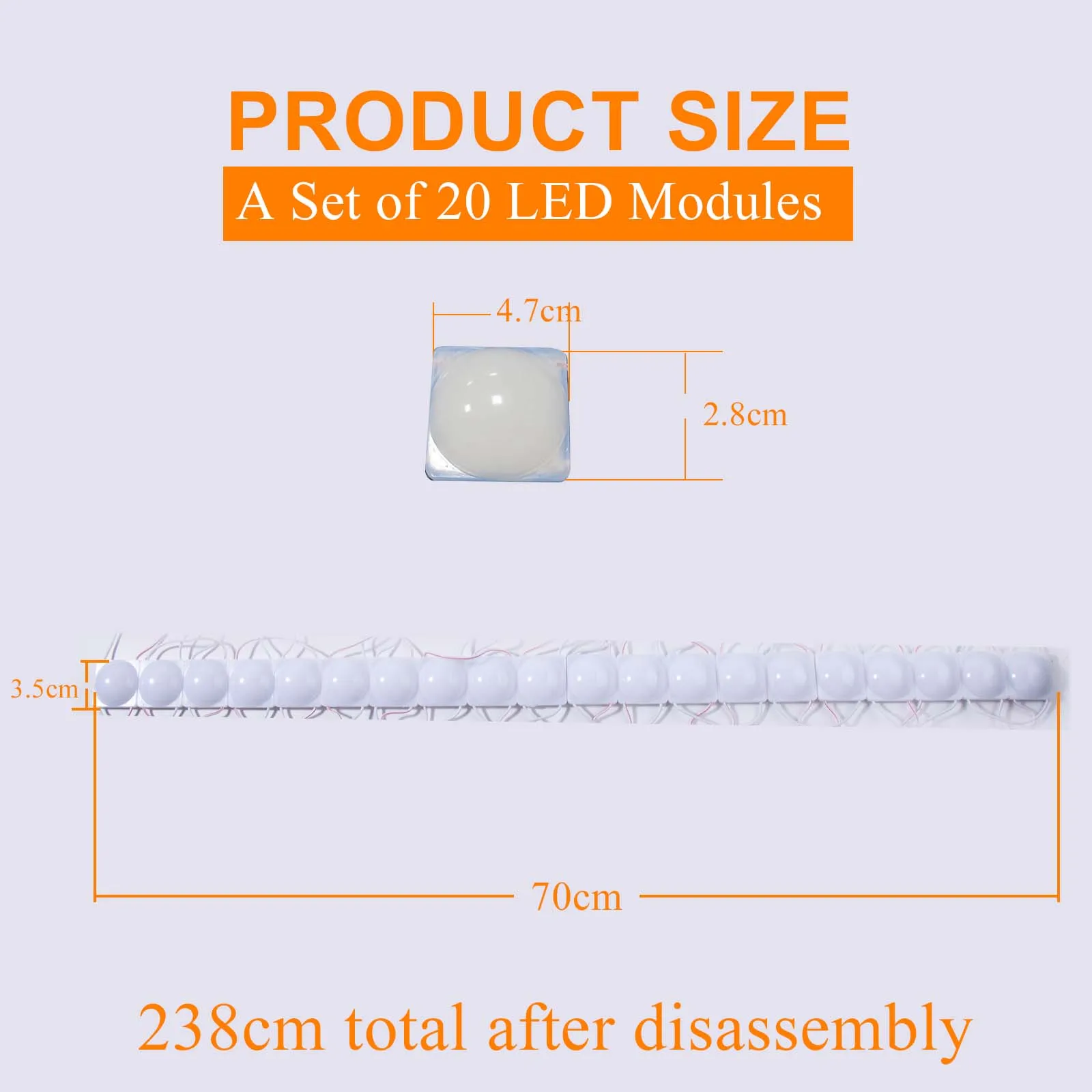 20pcs LED COB Module Light Sign 3535 SMD 12V Waterproof for Storefront Advertising Lighting With Tape Adhesive