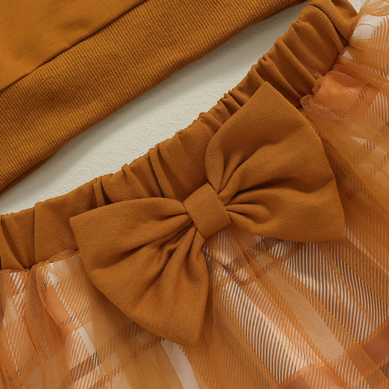 女の子用2ピース衣装,レター刺繍プルオーバー,チェック柄チュールスカートセット,長袖,6m-4歳,秋,2022