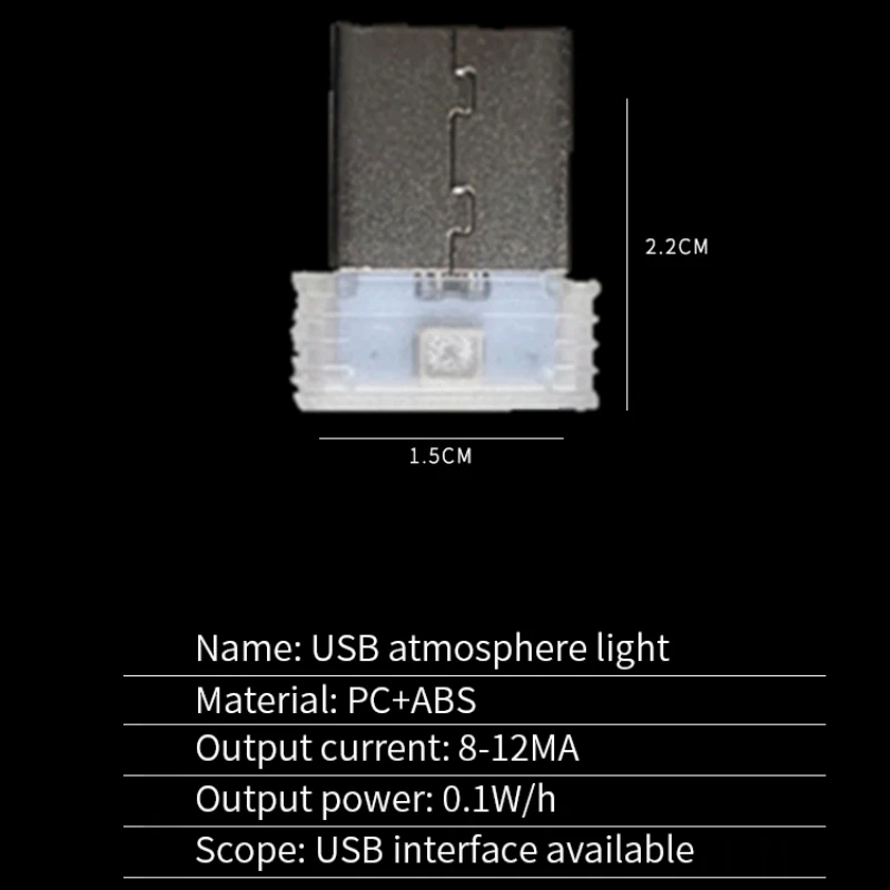 Mini luz LED USB para coche, luz de ambiente Interior para coche, iluminación de emergencia, PC, lámpara decorativa colorida, accesorio para coche