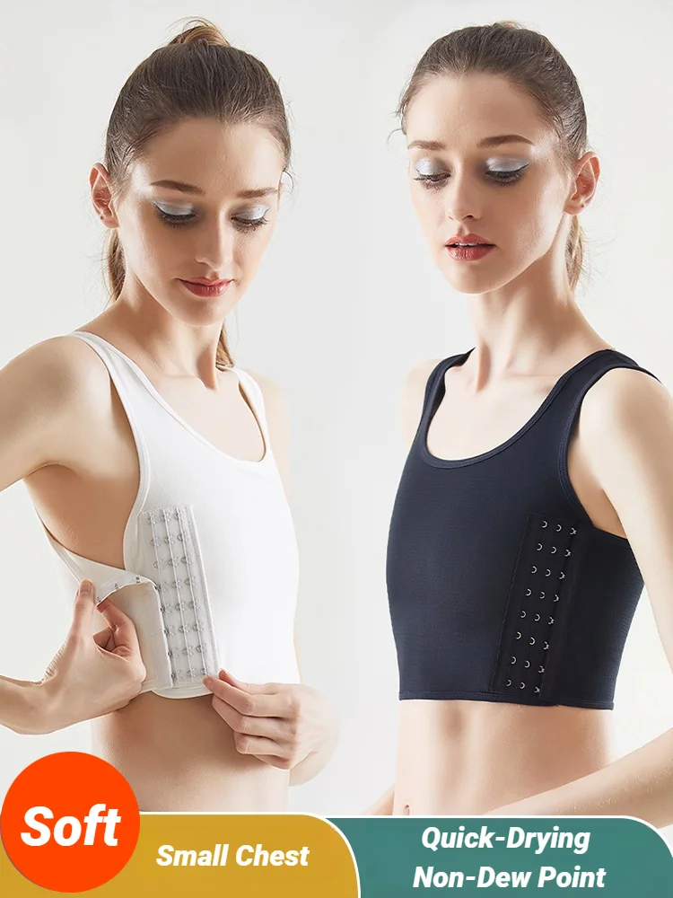 Carpeta de pecho transpirable para mujer, chaleco corto con hebilla lateral, Tops, ropa interior, vendajes envolventes inalámbricos, Tomboy plano sin costuras